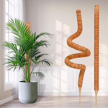2 Pack 60'' Moss Pole for Monstera, Bendable Coco Coir Plant Support Stakes - size: 2 Pack ( 60-Inch)