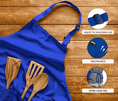 Utopia Kitchen Bib Aprons 2 Pack Adjustable With 2 Pockets - color: Blue