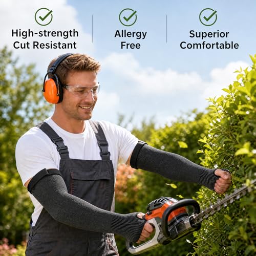 Cut Resistant Arm Sleeves Protective Sleeves for Daily Gardening Farm Work - color: Black