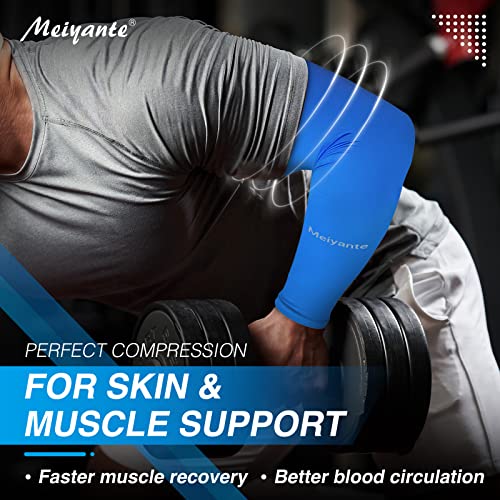 Cooling Arm Sleeves for Men & Women, UPF 50+ UV Protection - color: Blue-wrist