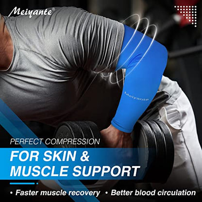 Cooling Arm Sleeves for Men & Women, UPF 50+ UV Protection - color: Blue-wrist
