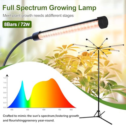 FECiDA Bright Standing Grow Lights for Tall Indoor Plants, Big Bonsai Tree - size: 8-Tube