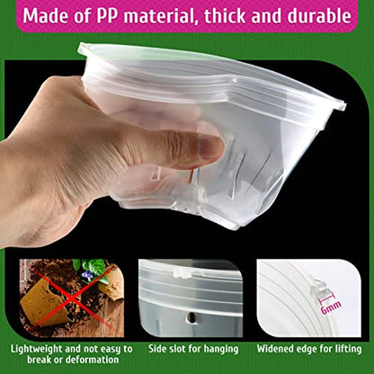 REMIAWY Orchid Pot, 9 Pack Orchid Pots with Holes, 3 Each of 4.8, 5.7 and 6.4 Inch Clear Flower Planter for Repotting, Plastic Slotted Nursery Planters Indoor Outdoor - size: 3 Each of 4.8", 5.7", 6.4"