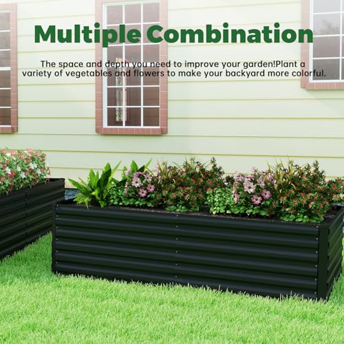 NAVINE 6x3x3ft Outdoor Metal Raised Garden Bed, Metal Planter Box, 2-Pack - color: Black, size: 6x3x3 FT-2PC