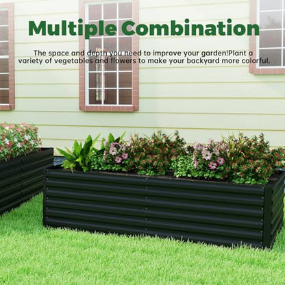 NAVINE 6x3x3ft Outdoor Metal Raised Garden Bed, Metal Planter Box, 2-Pack - color: Black, size: 6x3x3 FT-2PC