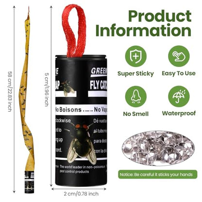 Qualirey 80 Pack Fly Strips Sticky Hanging Indoor Outdoor,Black - color: Black