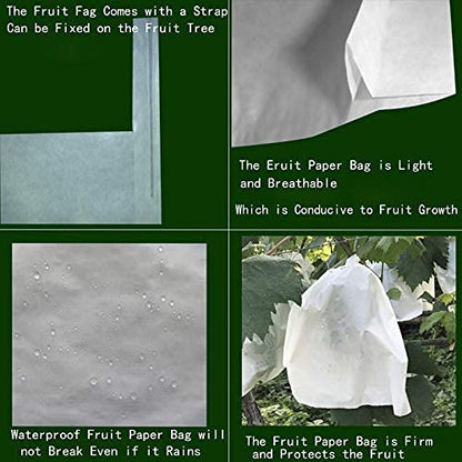 Fruit Protection Paper Bags - 50pcs White Cover Bags, 9.4x12.6in, Protect Fruit Trees, Grapefruit, Orchard, Frost - size: 25x32 cm