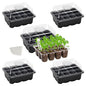 Bonviee 5-Pack Seed Starter Trays, Humidity Dome, Base, 12-Cell Tray, Black - color: Black, size: 5 Packs