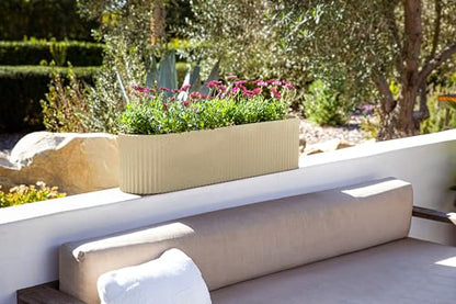 Veradek Demi Series Window Box Planter - Round Outdoor Planter - color: Sand, size: 36 inch