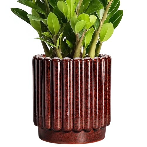 Ceramicfor Ceramic Plant Pot, 7.6 Inch, Red - color: Leopard Print Red, size: 7.6 Inch