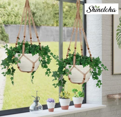 Macrame Plant Hanger Large for 12 inch Pot, Large Plant Hanger - color: Brown