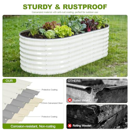 24" Tall Galvanized Raised Garden Bed Outdoor, 6x3x2ft, White - color: Pearl White, size: 6×3×2ft (1 Pack)