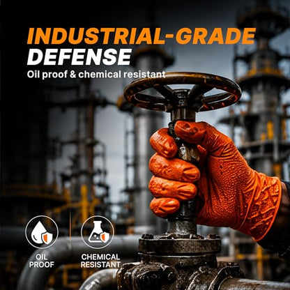 TitanFlex Heavy Duty Industrial Orange Nitrile Gloves, 8-mil, Gloves Disposable Latex Free with Raised Diamond Texture Grip, Powder Free, Rubber Glove, Mechanic Gloves,100-ct Box (Small) - color: 02 8mil (100ct), size: Small