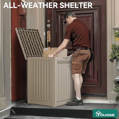 YITAHOME Outdoor Package Delivery Storage Box 51 Gallon - color: Taupe