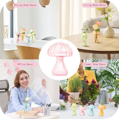 XXXFLOWER Glass Mushroom Vase Propagation Planter Window Plant - size: 4PCS Mushroom Vase