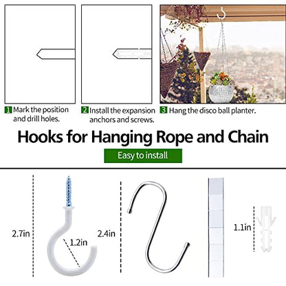 6" Disco Ball Plant Hanger with Hanging Rope, Hanging Chain, Hook, Circle - color: 1×6" Silver