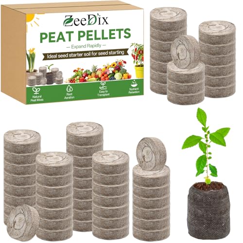 ZeeDix Peat Pellets for Seed Starting, 50 Pcs 36mm Seed Starter Soil Pods - size: 36mm