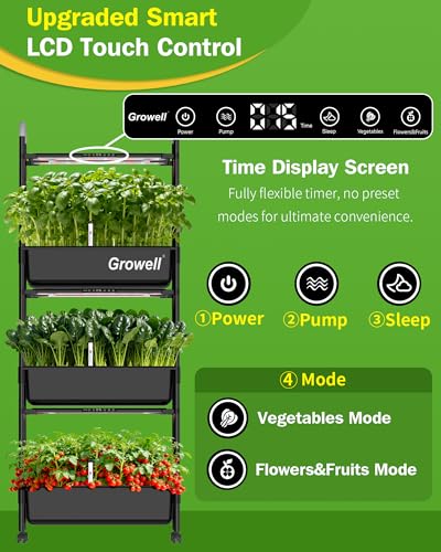 Growell 81 Pods Hydroponics Growing System Kit with Independent Water Pump - color: Black, size: 26" - 3 Tier (81 Pods)