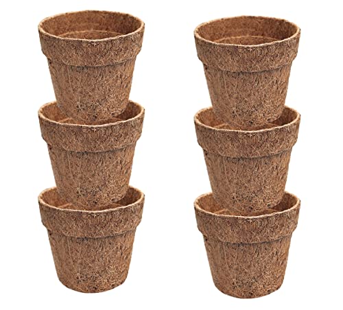 Deepthi 4-Inch Coco Coir Nursery Pots – Pack of 6 Biodegradable Seed Starter Cups – Organic Coir Peat Pots for Seedlings, Herbs, Indoor/Outdoor Gardening – Eco-Friendly Planting Pots - size: 4 inch