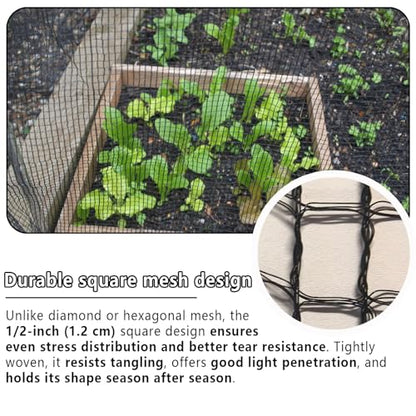 POYEE 10x30ft Bird Netting, 1/2-inch Square Mesh Garden Netting - size: 10x30ft