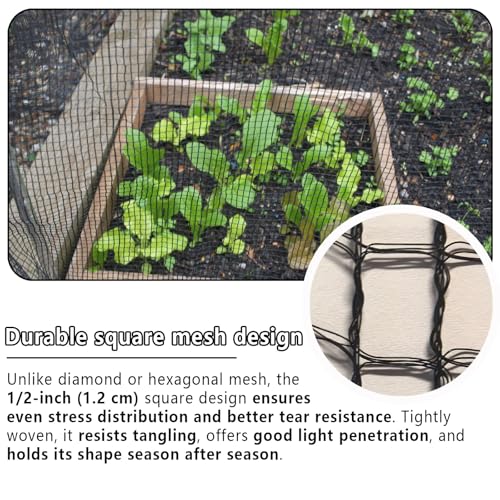 POYEE 15x15ft Bird Netting, 1/2-inch Square Mesh Garden Netting - size: 15x15ft
