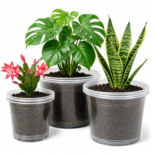 6/8/10 inch Large Nursery Pots with Drainage, Clear Plant Pot - size: 15Pack-6/8/10in