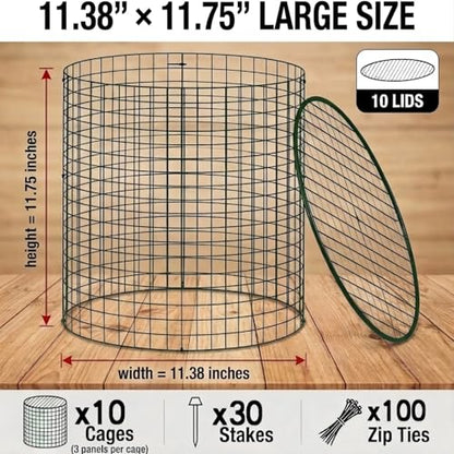 10 Pack Plant Protectors from Animals, 12" x 12" Plant Cages Covers