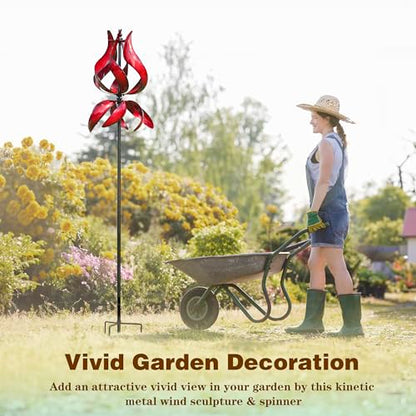 Red Tulip Wind Spinners Outdoor - 87" H Large Yard Spinners