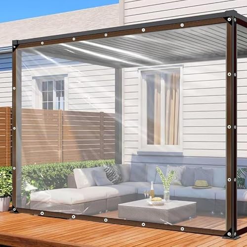 Clear Tarp - Heavy Duty Waterproof 8x10FT Plastic Tarps with Grommets Clear Vinyl Tarps for Outdoor Porches Transparent Tarpaulin for Patio Enclosure Roofs Greenhouse Plant Chicken Coop Cover - size: 8x10FT-1PCS