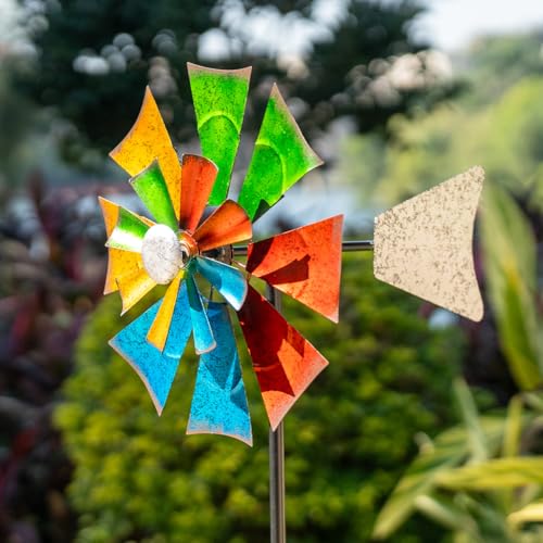 Viveta Metal Wind Spinners Outdoor, Colorful Kinetic Wind Spinner - color: Colorful-single