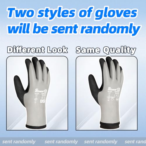 Schwer 2 Pairs 100% Waterproof Winter Work Gloves Latex Coated, CR3305, M - color: Winter Grey, size: Medium