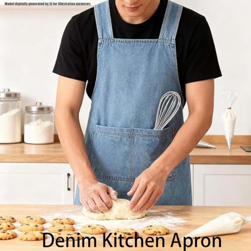 Adult Cross Back Apron, Stain Resistant Cotton Apron with Pockets ﻿ - color: D