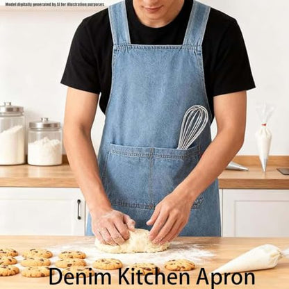 Adult Cross Back Apron, Stain Resistant Cotton Apron with Pockets ﻿ - color: D