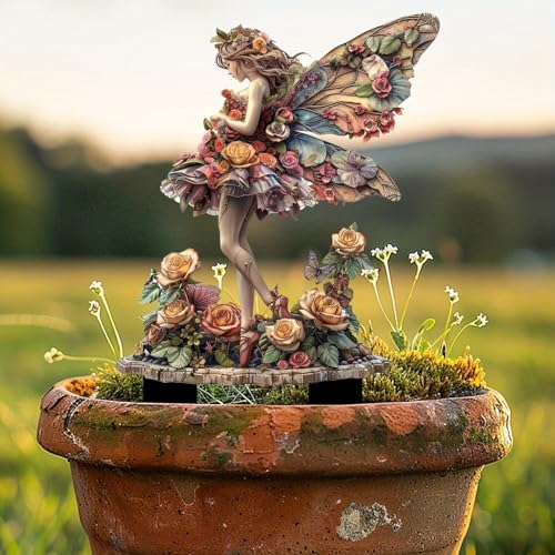 Colorful Flower Girl Acrylic Garden Stake, Indoor and Outdoor Garden Acrylic Decoration, Suitable for Flower Pots and Landscape Beautification, Suitable for Courtyards and Lawn