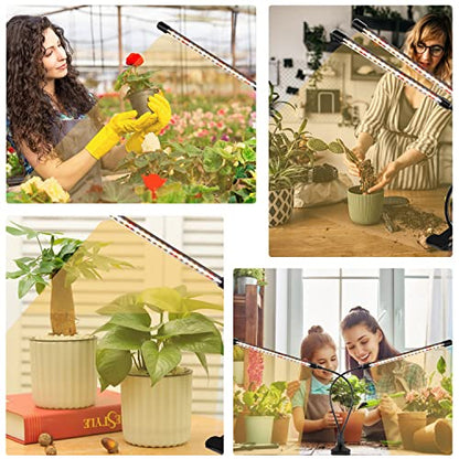 Grow Lights for Indoor Plants, Full Spectrum Dual-Head Clip Plant Lights - size: Red+White-2 Head 2 Pack