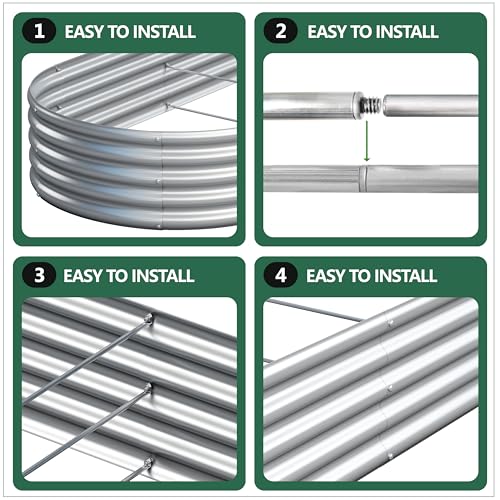 2PCS 8x4x1FT Galvanized Metal Raised Garden Bed,Outdoor Planter Box for Vegetables - size: 8x4x1(2PCS)
