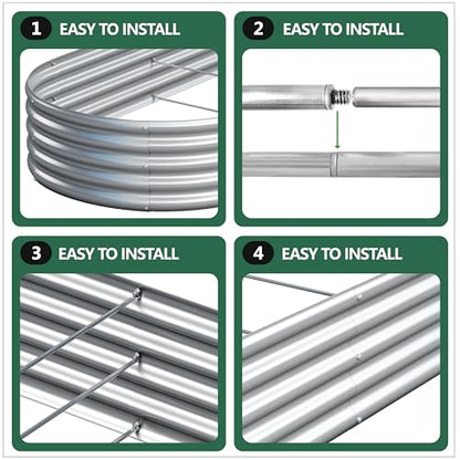 2PCS 12x4x1FT Galvanized Metal Raised Garden Bed,Outdoor Planter Box for Vegetables - size: 12x4x1(2PCS)