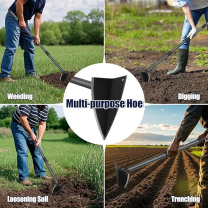 Garden Hoe 60'' Adjustable Heavy Duty Triangle Blade for Weeding & Digging - size: 60 Inches