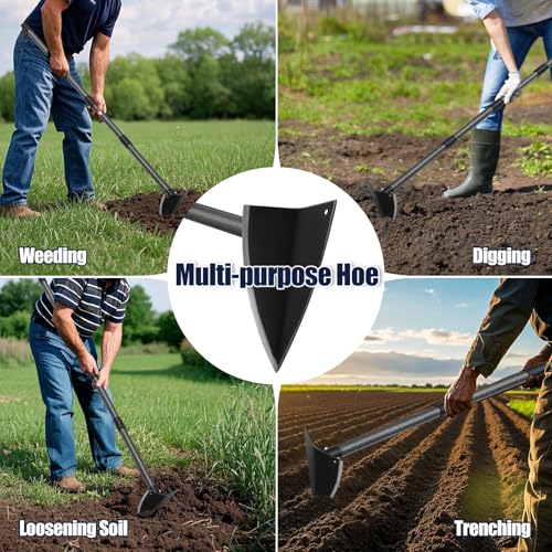 Garden Hoe 71'' Adjustable Heavy Duty Triangle Blade for Weeding & Digging - size: 71 Inches