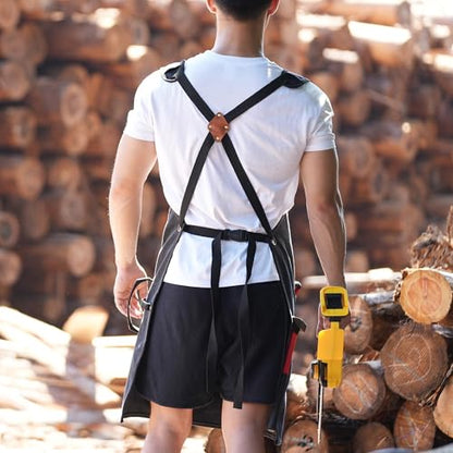 Tosewever Work Aprons for Men with Large Pockets, Canvas Cross Back Heavy Duty Adjustable Tool Aprons for Chef Cooking BBQ - color: Black