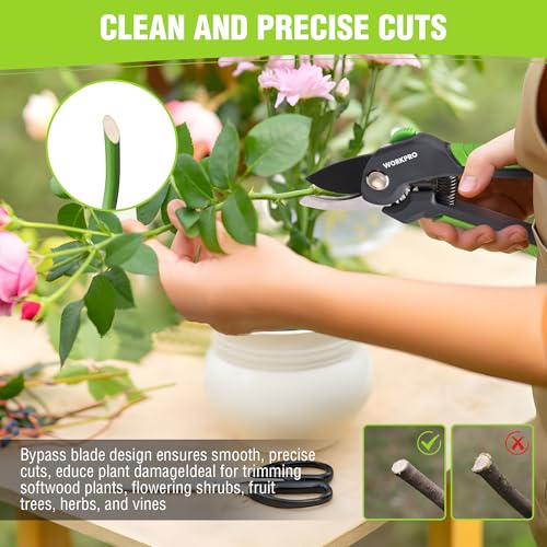 WORKPRO 8.5" Bypass Pruning Shear, Garden Scissors & Clippers