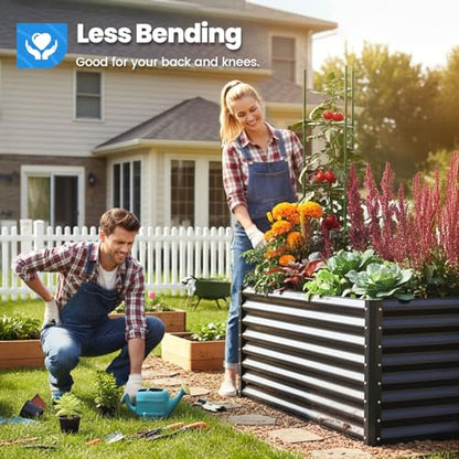 Quictent Galvanized Tall Raised Garden Bed 6x3x2 Ft - color: Dark Grey, size: 6x3x2 ft