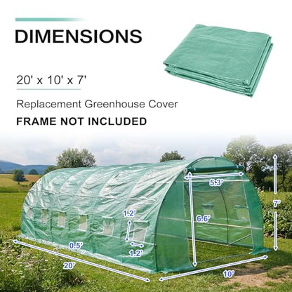 BPS Greenhouse Replacement Cover 20' x 10' x 7', Tunnel Greenhouse Cover - size: 20'x10'