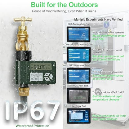 Hose Faucet Water Timer for Outdoor Garden, Ortis Programmable Sprinkler Timer with Rain Delay/Manual/Automatic Mode, IP67 Leak-Proof Design for Lawn Yard, 1 Outlet