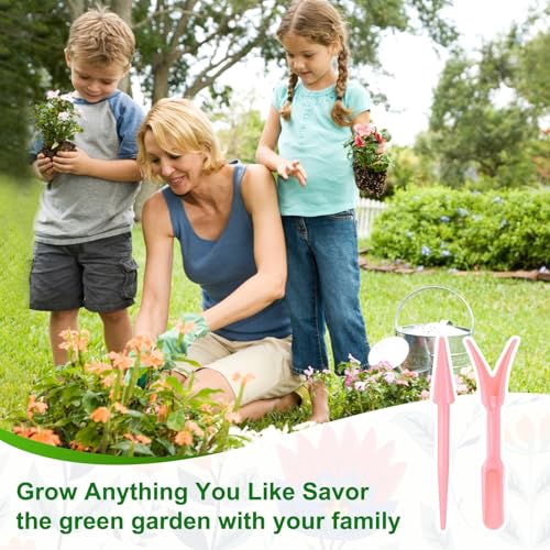 M METERXITY 12-Pack Mini Garden Hand Succulent Transplanting Tools, Plastic Seedlings Dibber Sowing Digging for Repotting/Lawn Maintenance/Plant Care, Small Gardening Tools [Pink] - color: Pink