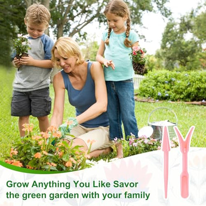 M METERXITY 12-Pack Mini Garden Hand Succulent Transplanting Tools, Plastic Seedlings Dibber Sowing Digging for Repotting/Lawn Maintenance/Plant Care, Small Gardening Tools [Pink] - color: Pink