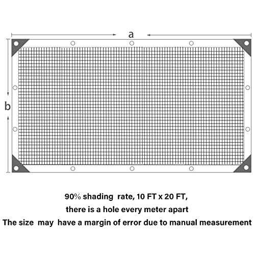 winemana 10x20ft Shade Cloth 90% UV Mesh Tarp Dog Kennel Cover Sun Shade - size: 90%-10 FT x 20 FT