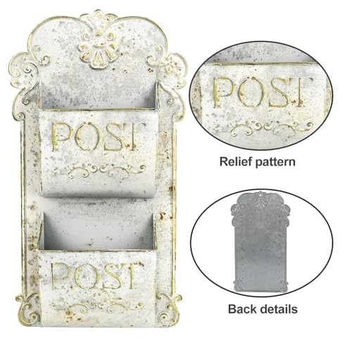 All Chic Metal Wall Planter - Outdoor Rustic Wall Mount Hanging Planter, White Gold - color: White Gold