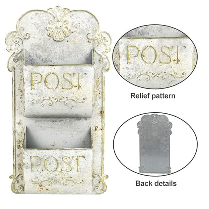 All Chic Metal Wall Planter - Outdoor Rustic Wall Mount Hanging Planter, White Gold - color: White Gold