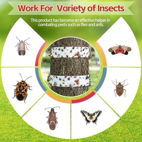 12 Rolls Spotted Lantern Fly Tree Trap, 30 ft Each, Outdoor Ant Trees Wrap